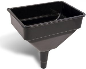 Rectangular shaped heavy duty plastic funnel